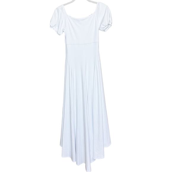 Susana Monaco Sugar White Puff Sleeve Shoulder High Low Wedding Midi Dress Small - Picture 6 of 9